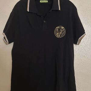 Versace Jeans Collection Black Polo with Gold Logo